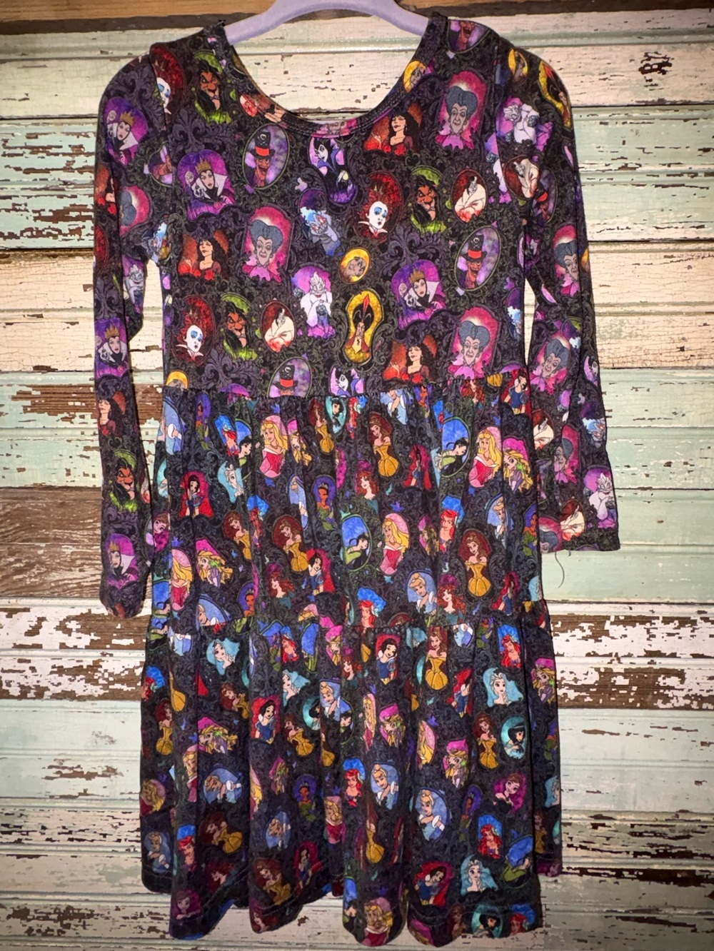 Girls Black Multicolor Character Print Casual Dress - Brand Unknown